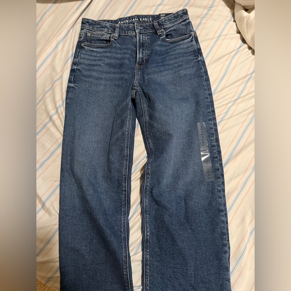 American Eagle Outfitters Straight Leg Jeans - Dark Blue Wash
